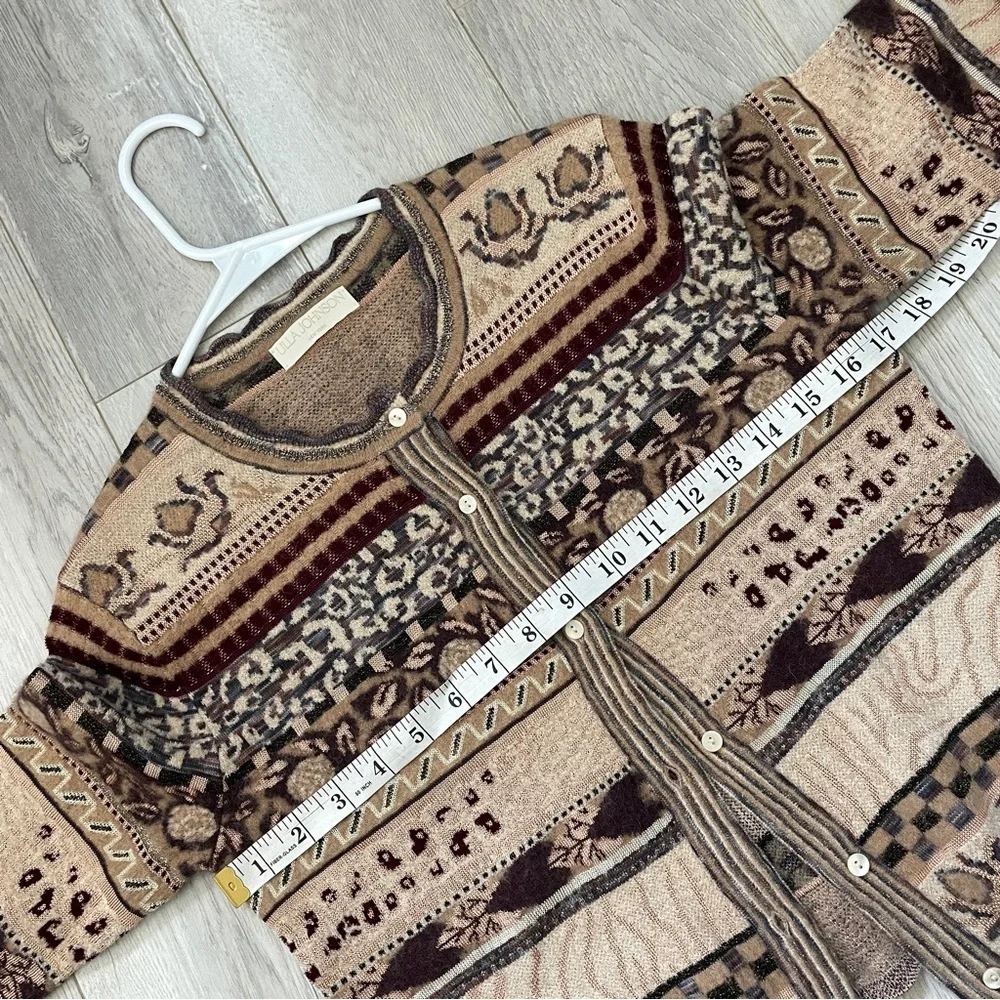 Ulla Johnson Beige and Brown Patterned Cropped Cardigan - Picture 4 of 7